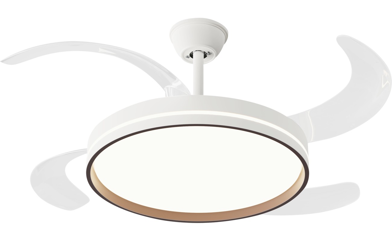 Ventilador de techo CEILY BRISE WWD retractil con luz blanco madera